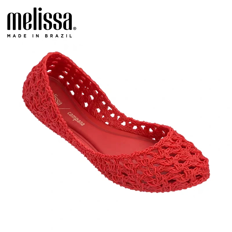 Женские вязаные босоножки Melissa дышащие на плоской подошве прозрачные 2019 | Обувь