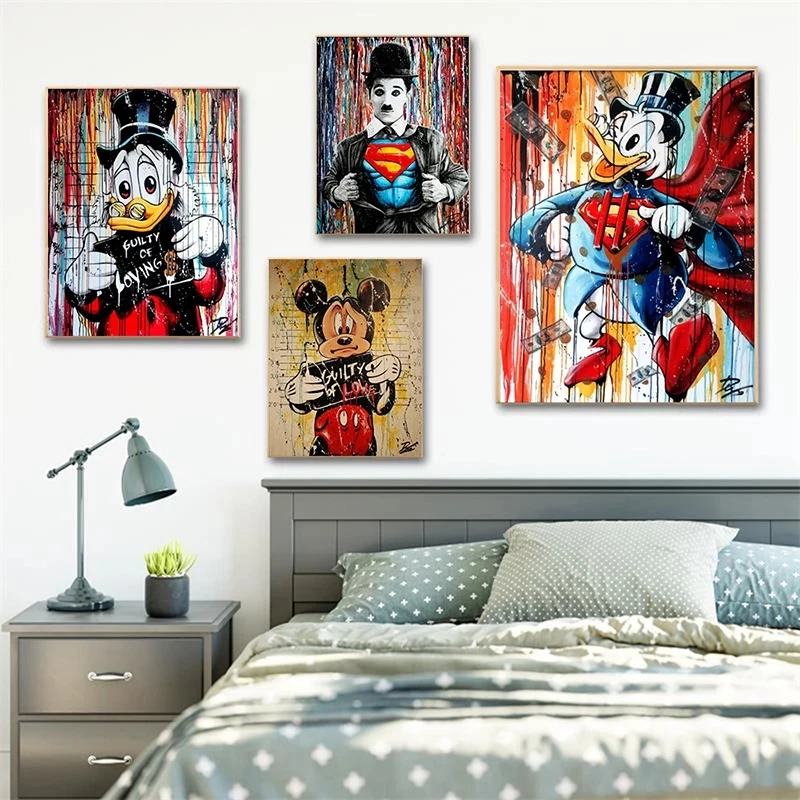 

Disney Mickey Mouse Graffiti Art Street Graffiti Canvas Painting Living Room Bedroom Decoration Painting Cuadros Decor