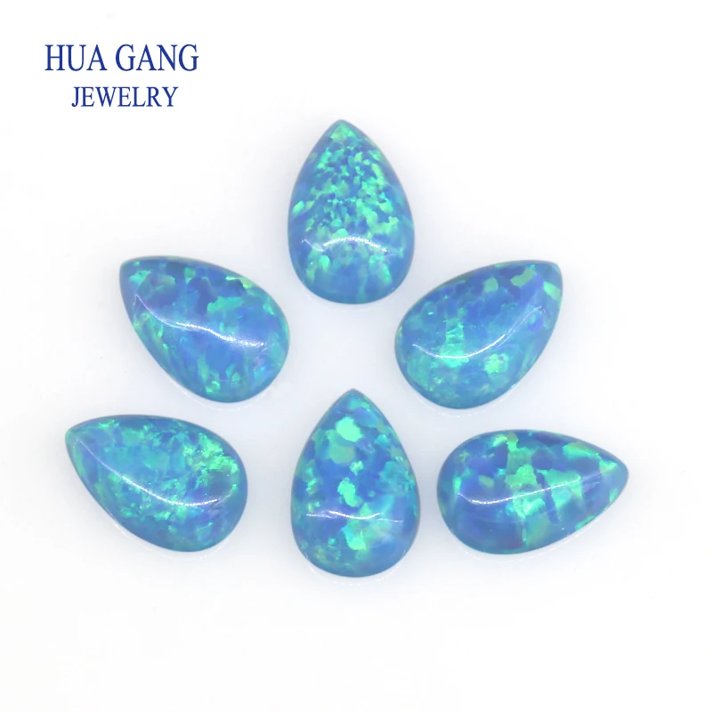 

#T-1 Synthetic Opal Stones Pear Cabochon Flat Back Created Opal Beads Semi-Precious Stones For Jewelry Making 3x5mm-10x14mm