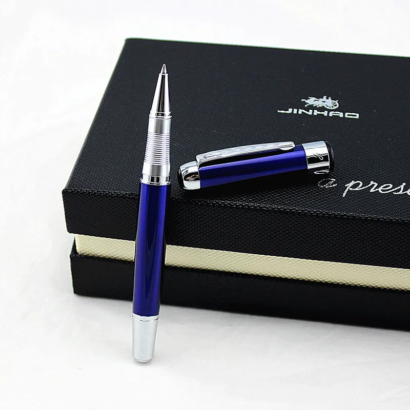 

Jinhao 250 Business Metal Blue Roller ball Pen Silver Clip ballpoint Pen office School Supplies