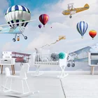 3D-обои Современные Простые ручная роспись мультяшный самолет воздушный шар фон для детской комнаты настенный Декор обои 3D фрески