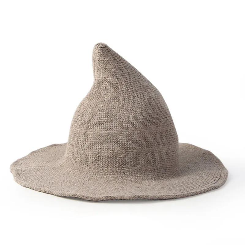 

JIFANPAUL New fisherman hat winter high quality knitted wool hat solid color casual brand design pointed witch hat