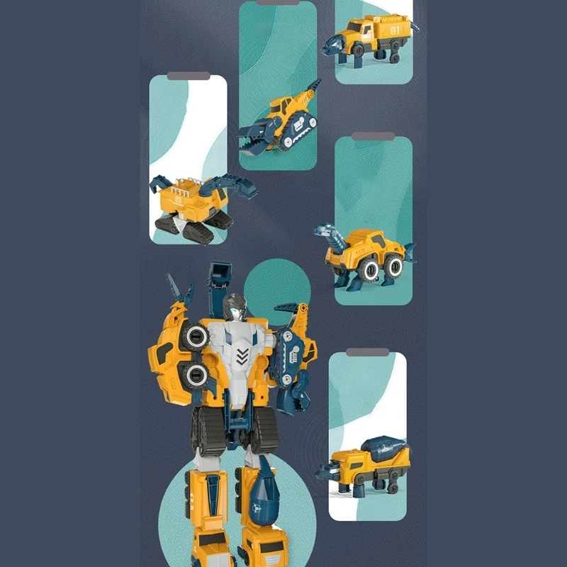 

5 in 1 Magnetic Mecha Assemble Toys Set Dinosaur Warrior Transforming Robot Toys 54DF