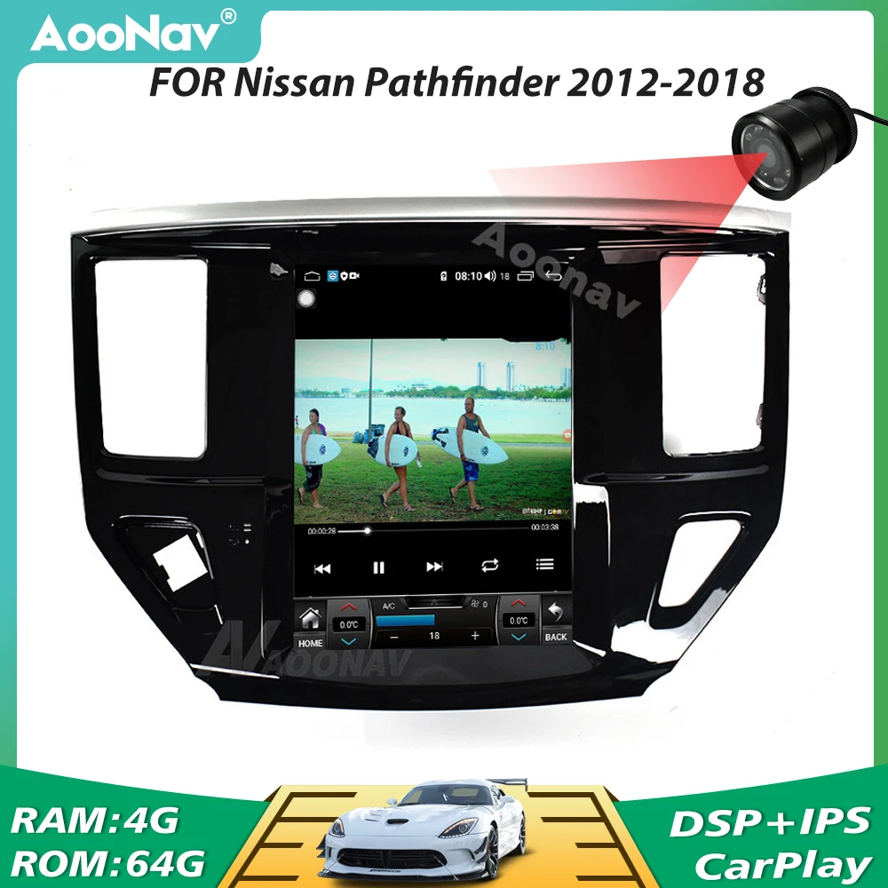Автомобильный радиоприемник 2 Din Android 10 0 Тесла стиль GPS навигация для Nissan Pathfinder 2012