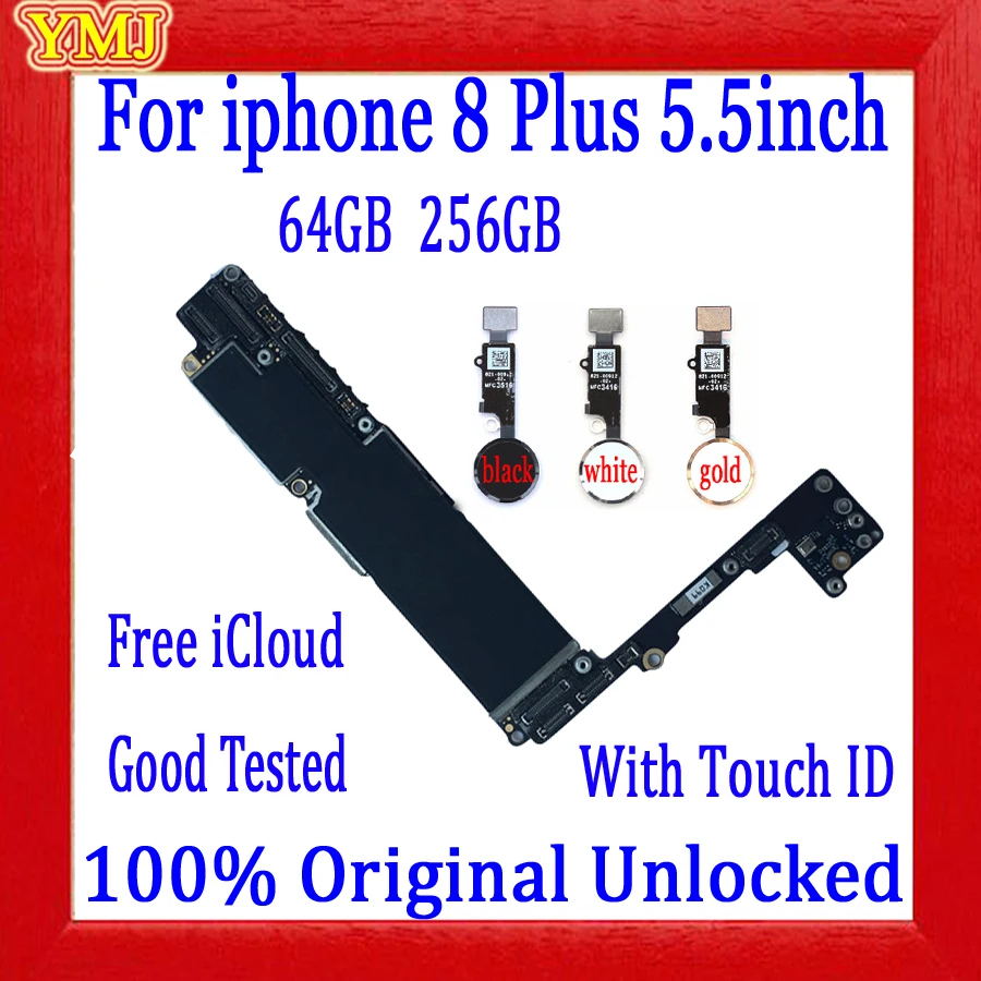 

Full Unlocked for iphone 8 Plus 8P 5.5inch Motherboard 64GB 256GB 100% Original Free icloud Mainboard With/no Touch ID Logic Boa