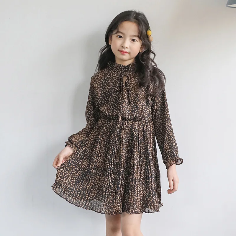 

2019 New Autumn Winter Grils Dress Toddler Kids Baby Girls Leopard Princess Dress Plus Velvet Thick Girls Clothes LZ263