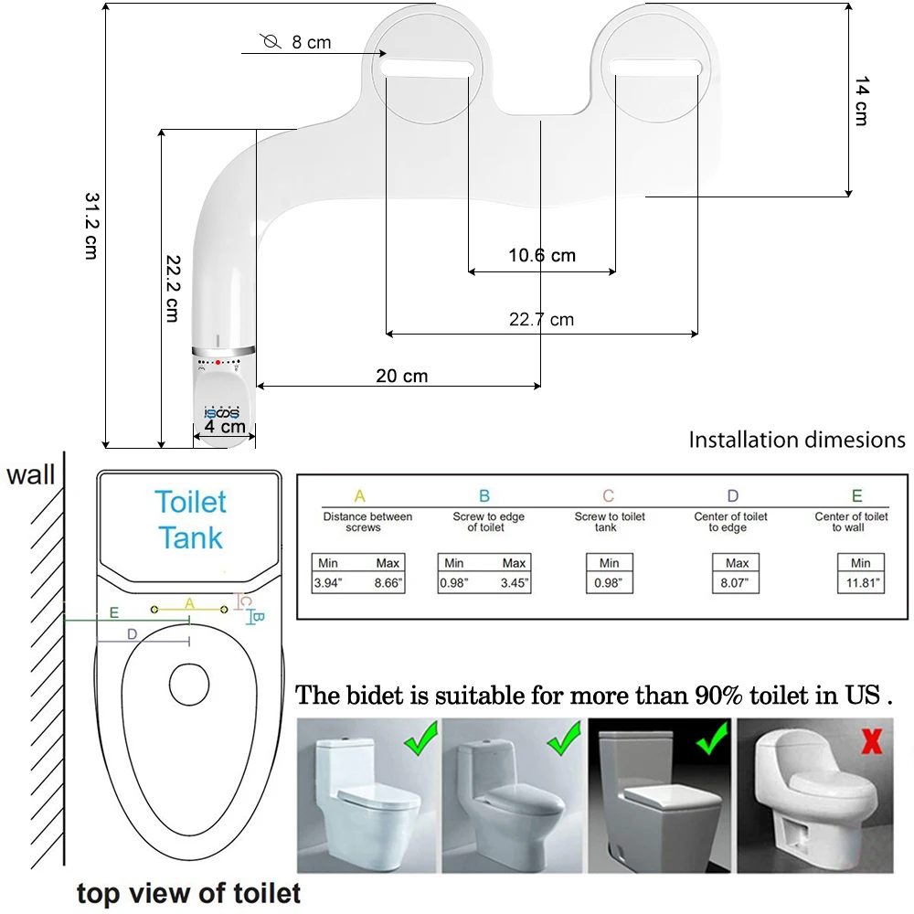 Насадка На сиденье для унитаза биде Сверхтонкая самоочищающаяся двойная насадка