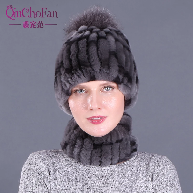 Зима 100% женская шапка шарф наборы удобные теплые винтажные меховые повседневные