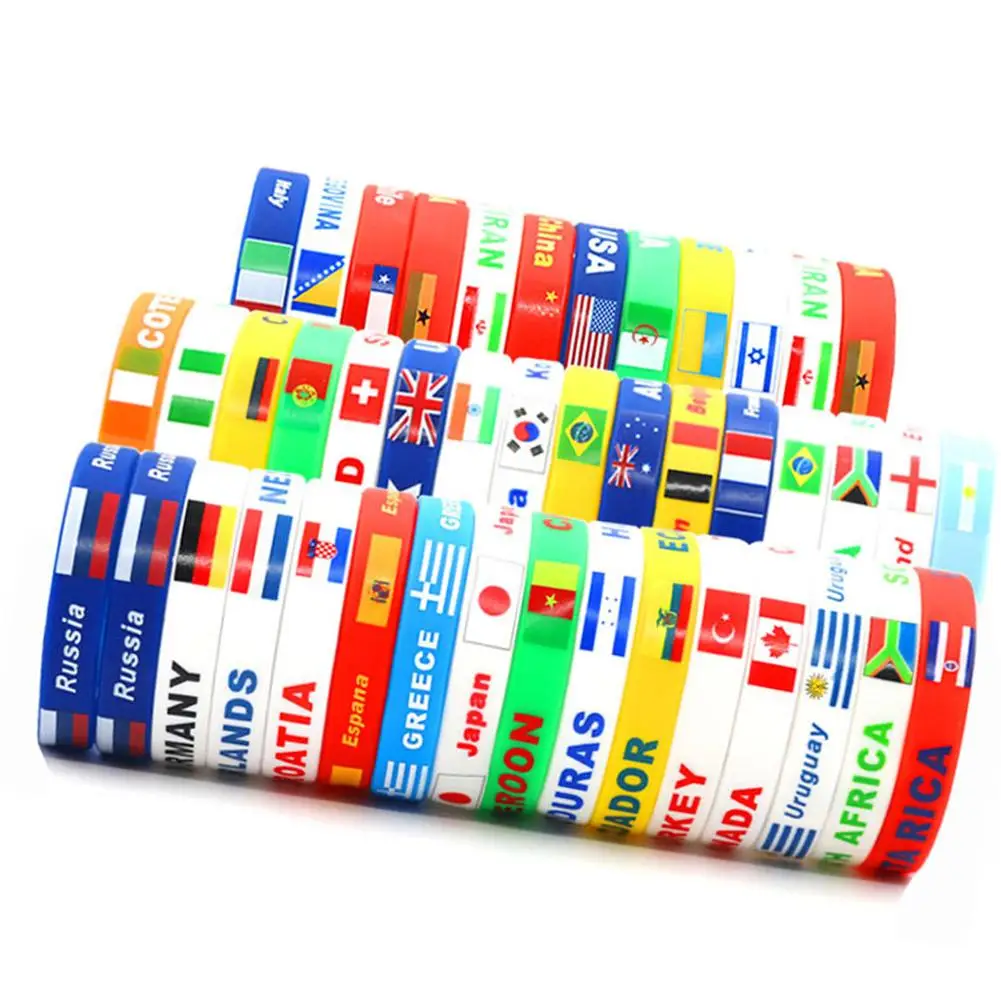 

1pc Country Flag Sport Silicone Bracelet Men Women Rubber Hologram Wristbands Cheerleader Wrist Strap Bangle Accessories Gifts