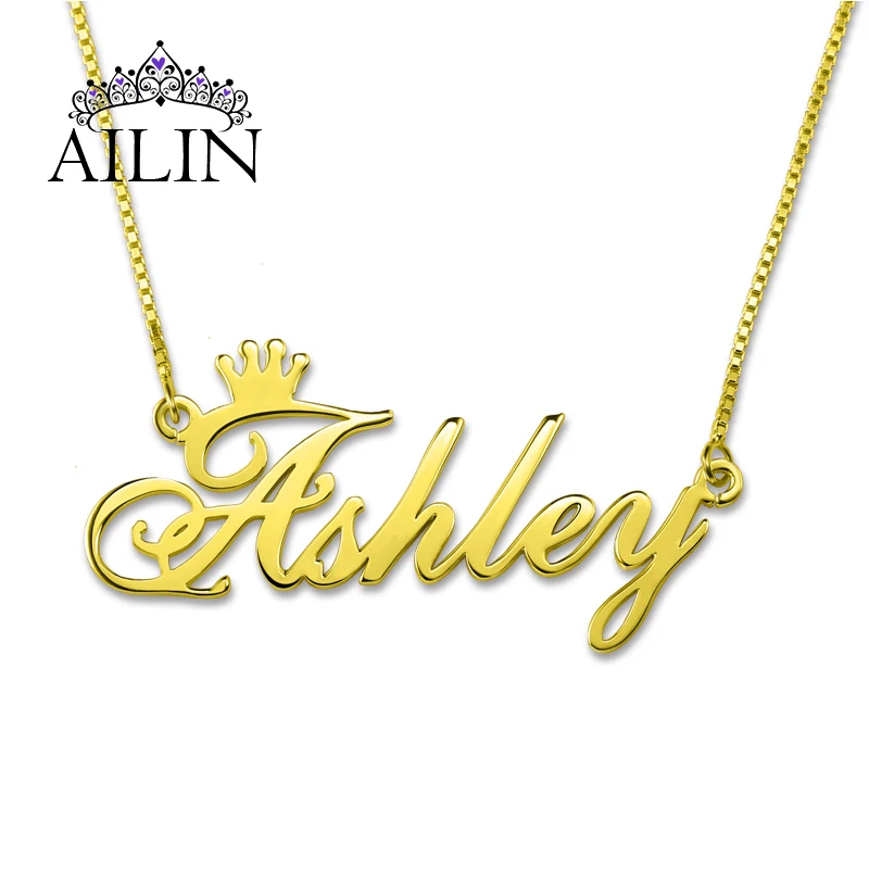 AILIN 18K позолоченное ожерелье с кулоном на заказ Женская Корона из нержавеющей
