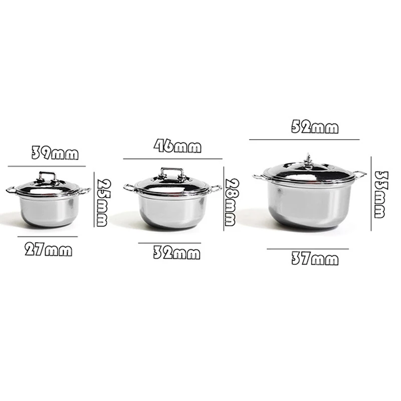 

1:12 Dollhouse Miniature Imitated Stainless Steel Casserole Kitchen Cookware