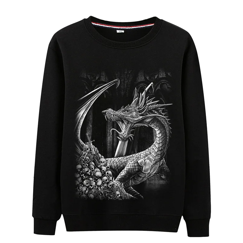 

and thickened autumn and winter large men's Pullover 3D sweater male round neck youth long sleeve outer Dragon Tiger