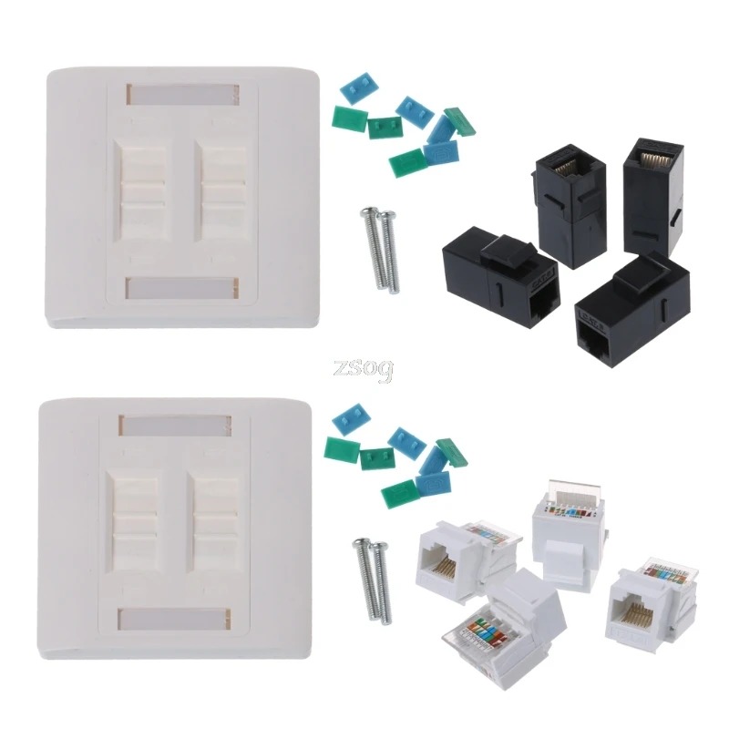 Настенная пластина 4 порта CAT5e/CAT6 сеть RJ45 86 мм стандартная настенная Au13 19 Прямая