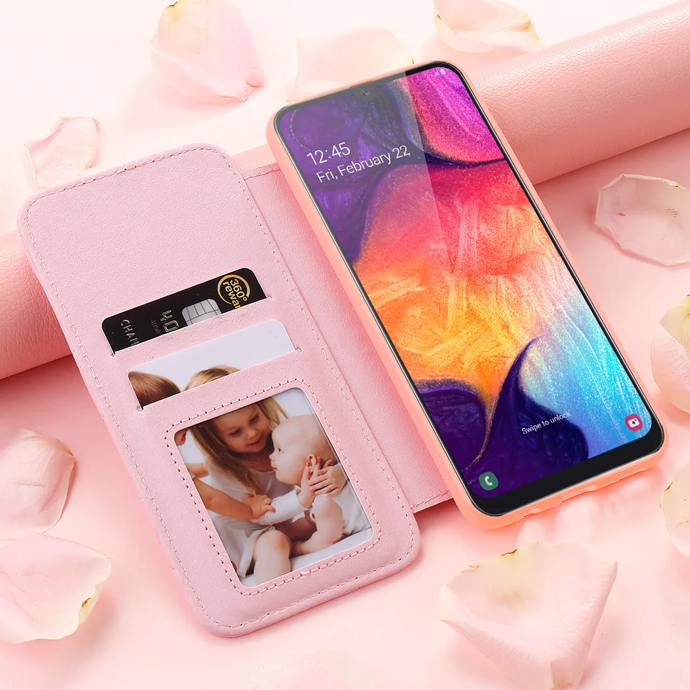 Чехол бумажник для Samsung Galaxy A71 A41 A70 A50 A30 A20 A8 A7 A6 A5 A3 J6 J4 Plus кожаный|Бамперы| |