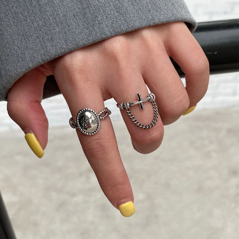 Женские винтажные Открытые Кольца AOMU серебристые трехслойные металлические