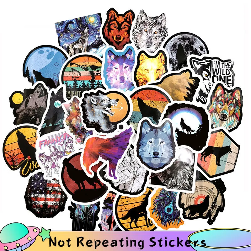 10/50pcs/lot Animal The Wolf Decorative Stickers For Refrigerator Suitcase Laptop Motorcycle Skateboard Children
