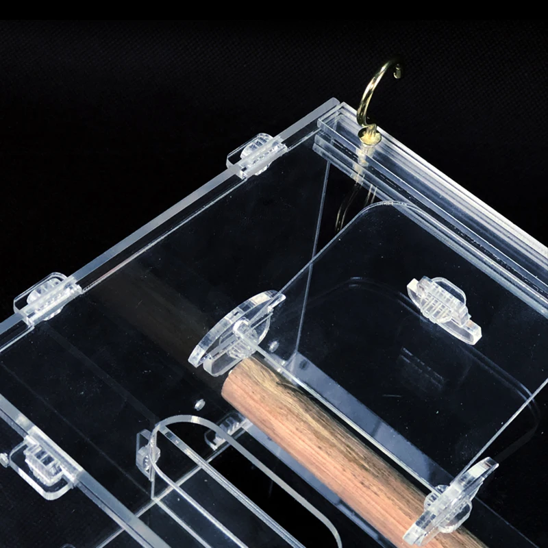 Скидка Акриловая кормушка для птиц, прозрачная коробка для еда для попугая, водонепроницаемая чашка, автоматическая кормушка для птиц, аксессуары ...