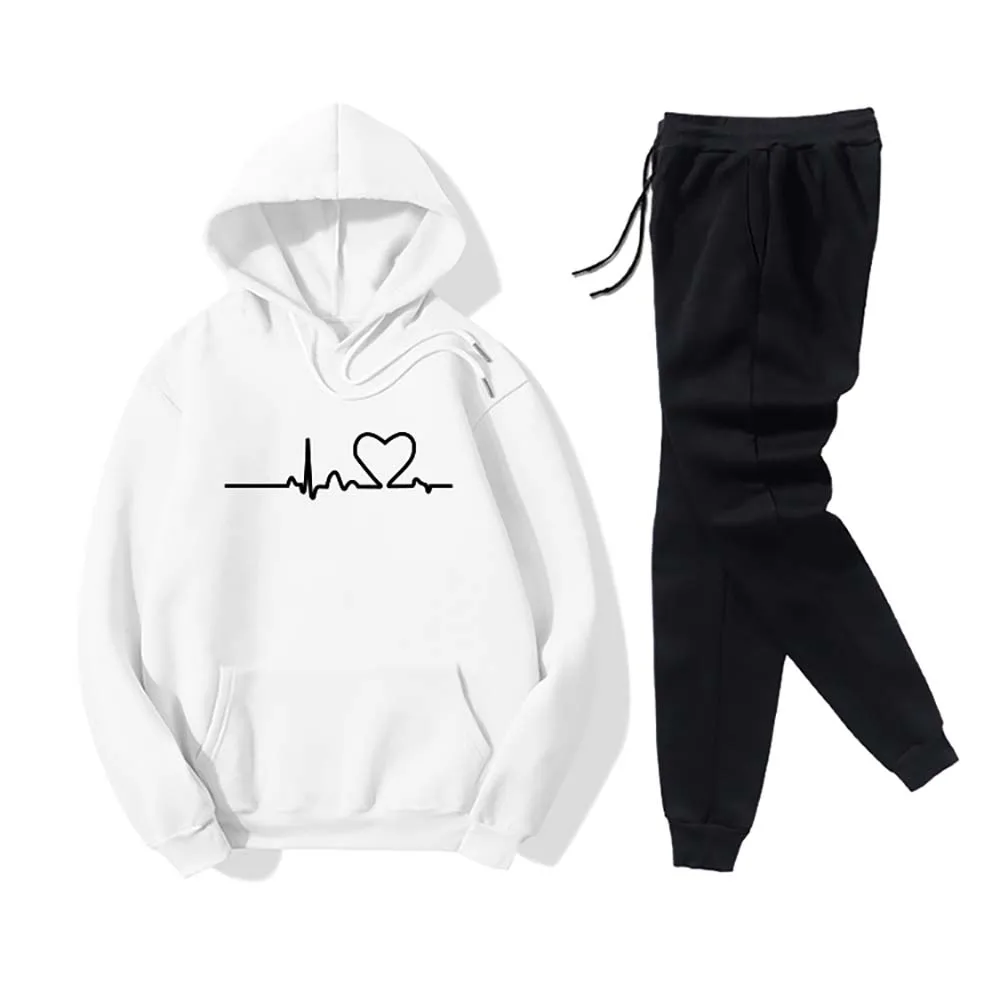Женский спортивный костюм с принтом свитшот капюшоном и черные джоггеры