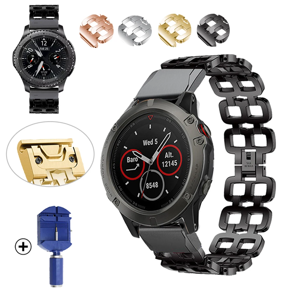 

26mm Watchband For Garmin Fenix 6 6X Pro 5X Plus 3HR Stainless Steel Band Tactix Delta D2 Delta Watch Quick Release Wrist Strap