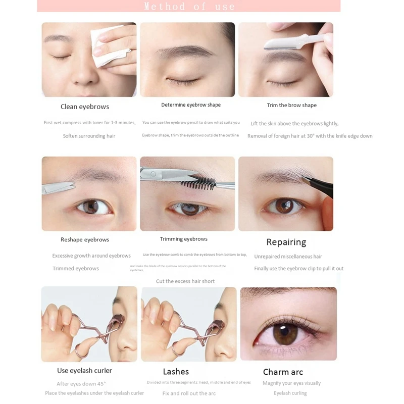 

Eyebrow Trimming Kit Shaping Scissor Tweezers Makeup Tool for Women
