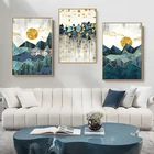 Скандинавский современный абстрактный пейзаж, горы, интерьер, декоративный постер, декор для гостиной, настенное искусство, холст, картины, картины, печать