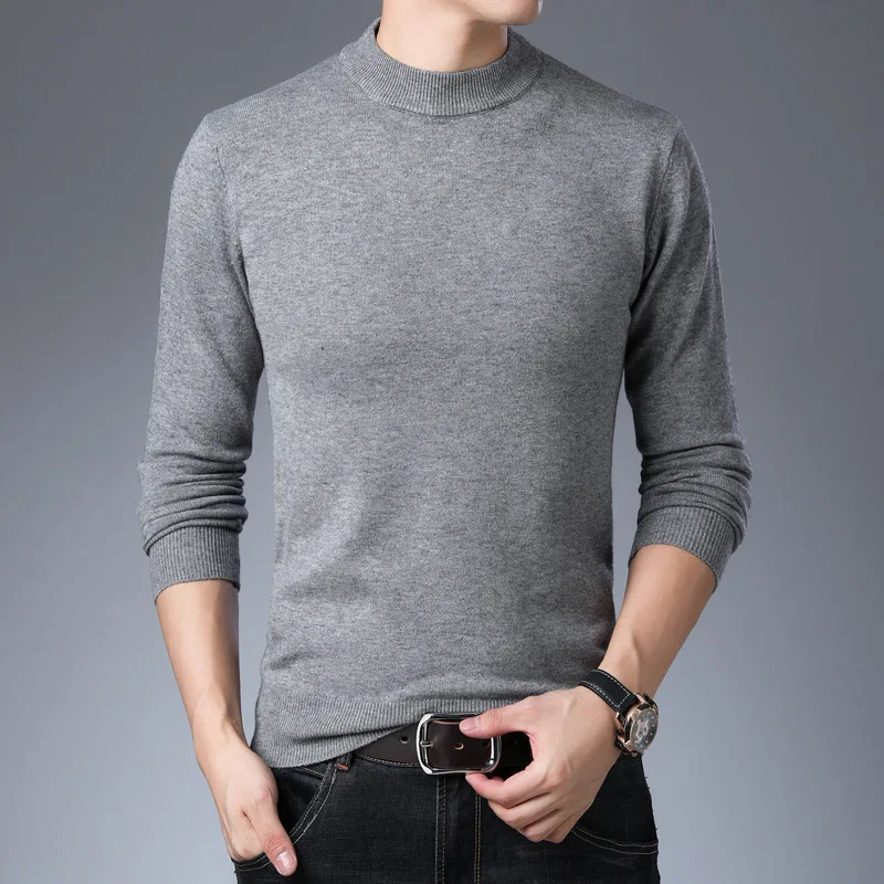 Осенне-зимний мужской свитер с длинным рукавом круглым вырезом |