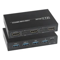 hdmi compatible kvm switch two in and one out 4k 30hz for computer room built in esd electrostatic protection