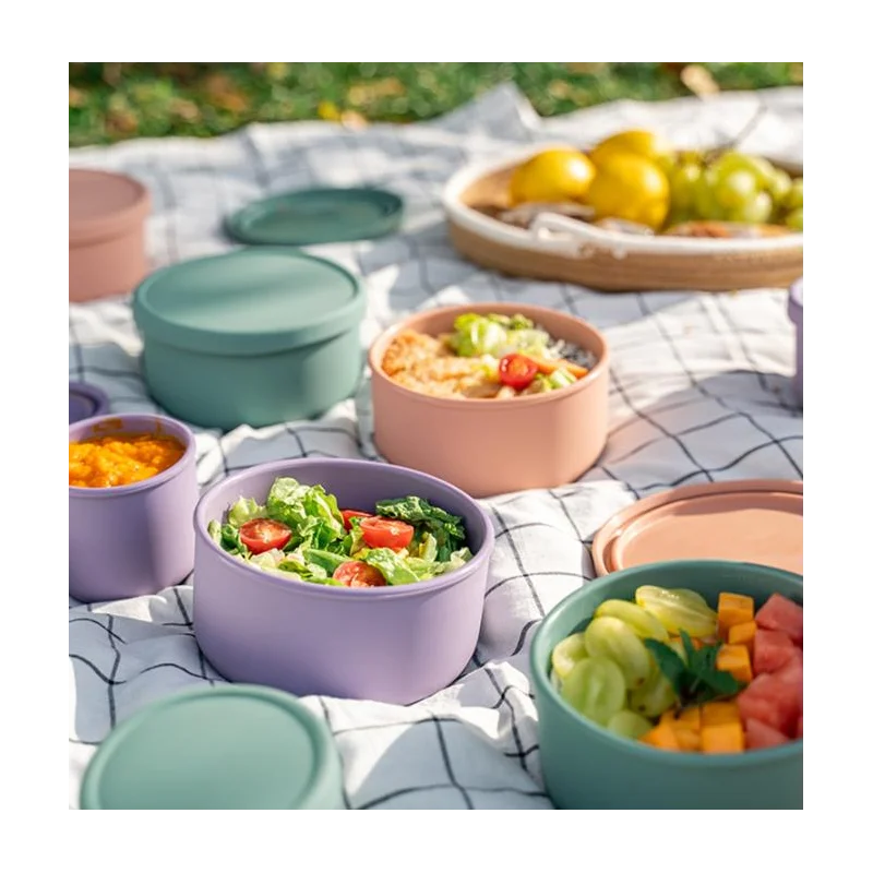 

Silicone Lunch Box Bento Box Vegetables Fruit Salad Fresh-Keeping Bowl With Lid Seal Leak Proof Camping Picnic Food Storage Box