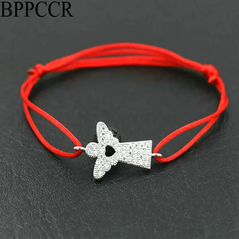 BPPCCR любящее сердце повезло с крыльями ангела красная веревка нити браслеты