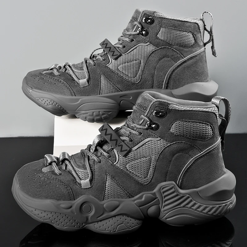 

BOOTS vintage mens leather High platform for top boot white man sport athletic chunky summer adidasi boty hightop Men chelsea