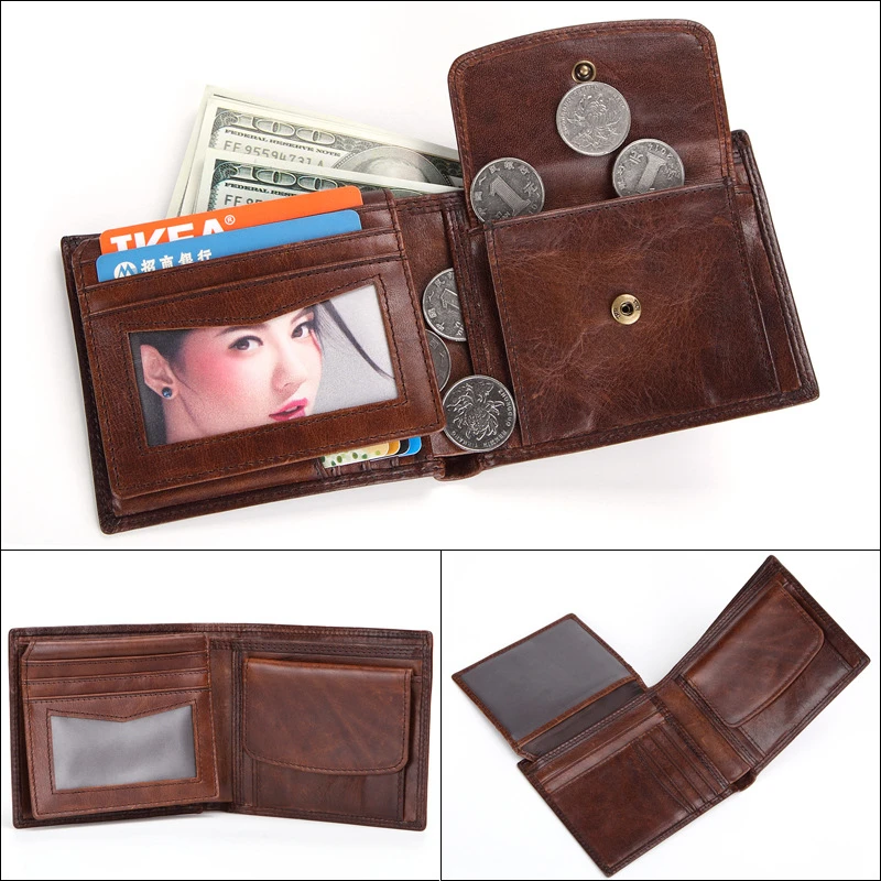 Мужской кошелек большой вместимости кожаный мужской бумажник в стиле ретро с