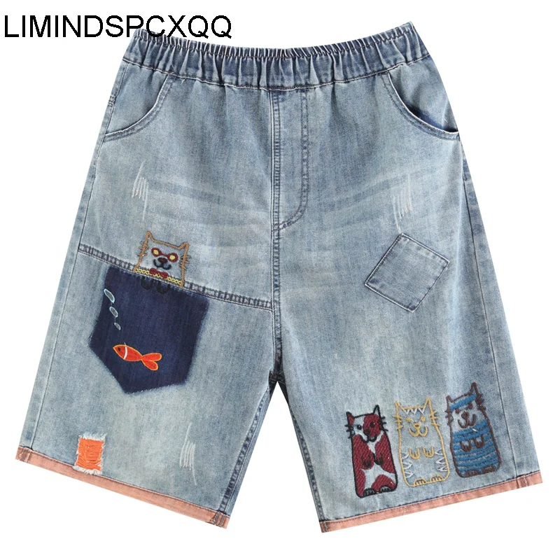 

LIMINDSPCXQQ Women's Jeans Shorts, European Fashion Women's Patchwork Printed Jeans, Retro Straight Jeans, Women's Pants In 2021