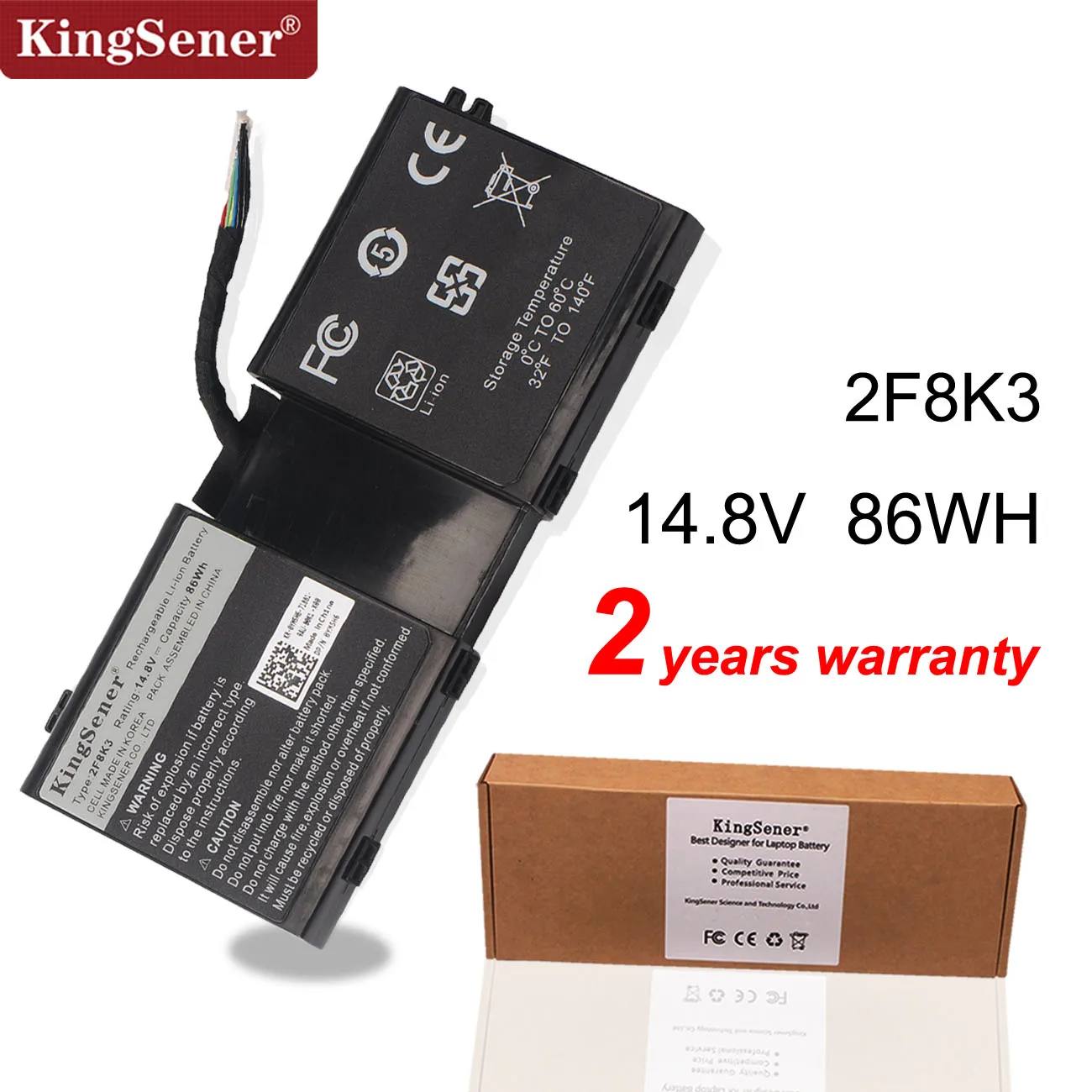 KingSener Korea Cell 2F8K3 Аккумулятор для ноутбука DELL Alienware 17 18 M17X R5 M18X R1 0KJ2PX KJ2PX G33TT 14 8 V 86WH|battery
