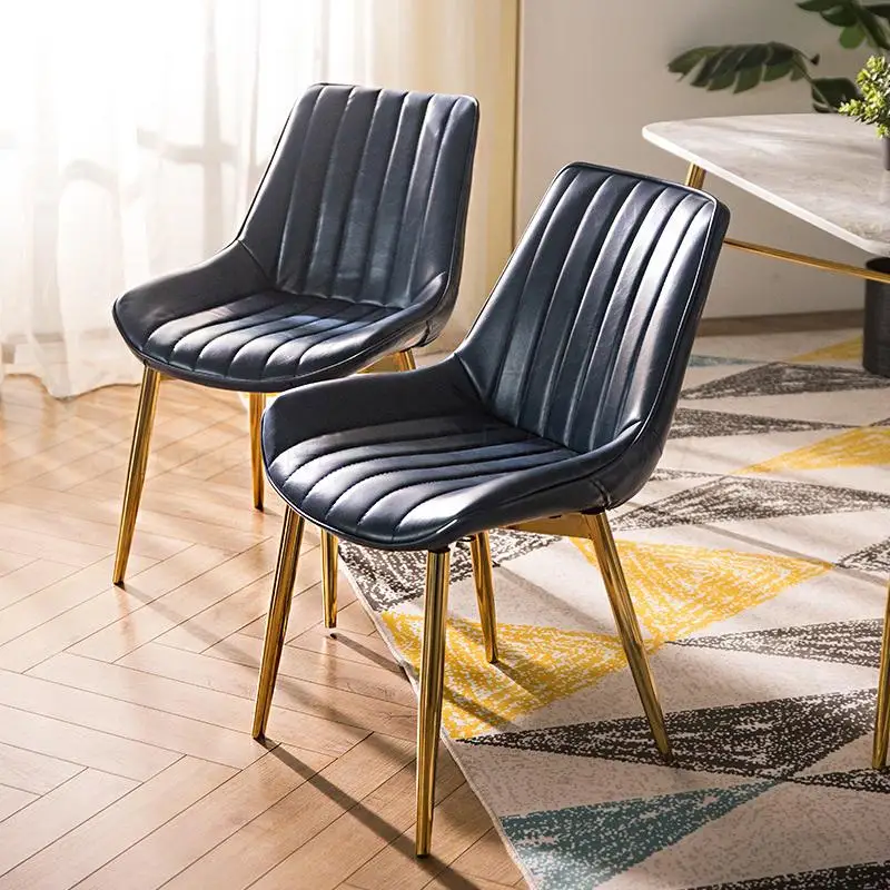 Nordic обеденный стул светильник Роскошные Простой кожаный с металлическим