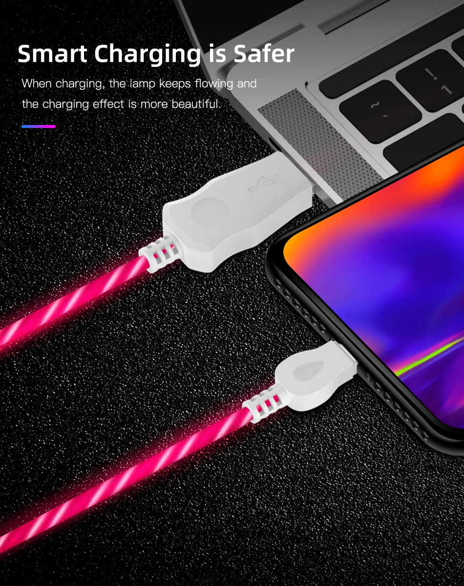1 м usb type C Micro USB светящийся светодиодный кабель для зарядки samsung S9 светодиодный кабель для передачи данных для huawei P30 P20 Pro шнур для зарядки телефона