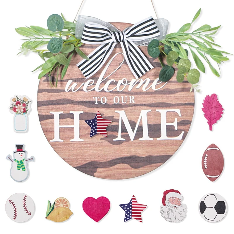 Деревянный знак входной двери для дома со сменным двором | Дом и сад