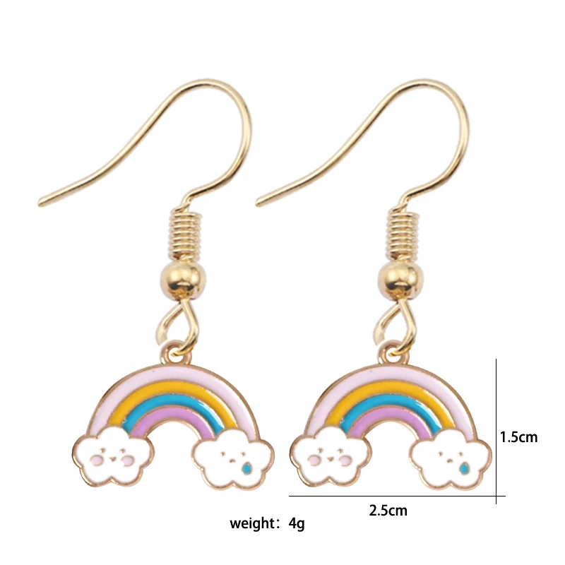 

Fashion Ladies Earrings Rainbow Cloud Symmetry Pendant Beautiful Simple Earrings Metal Chain Female Jewelry Gifts Hot Sale