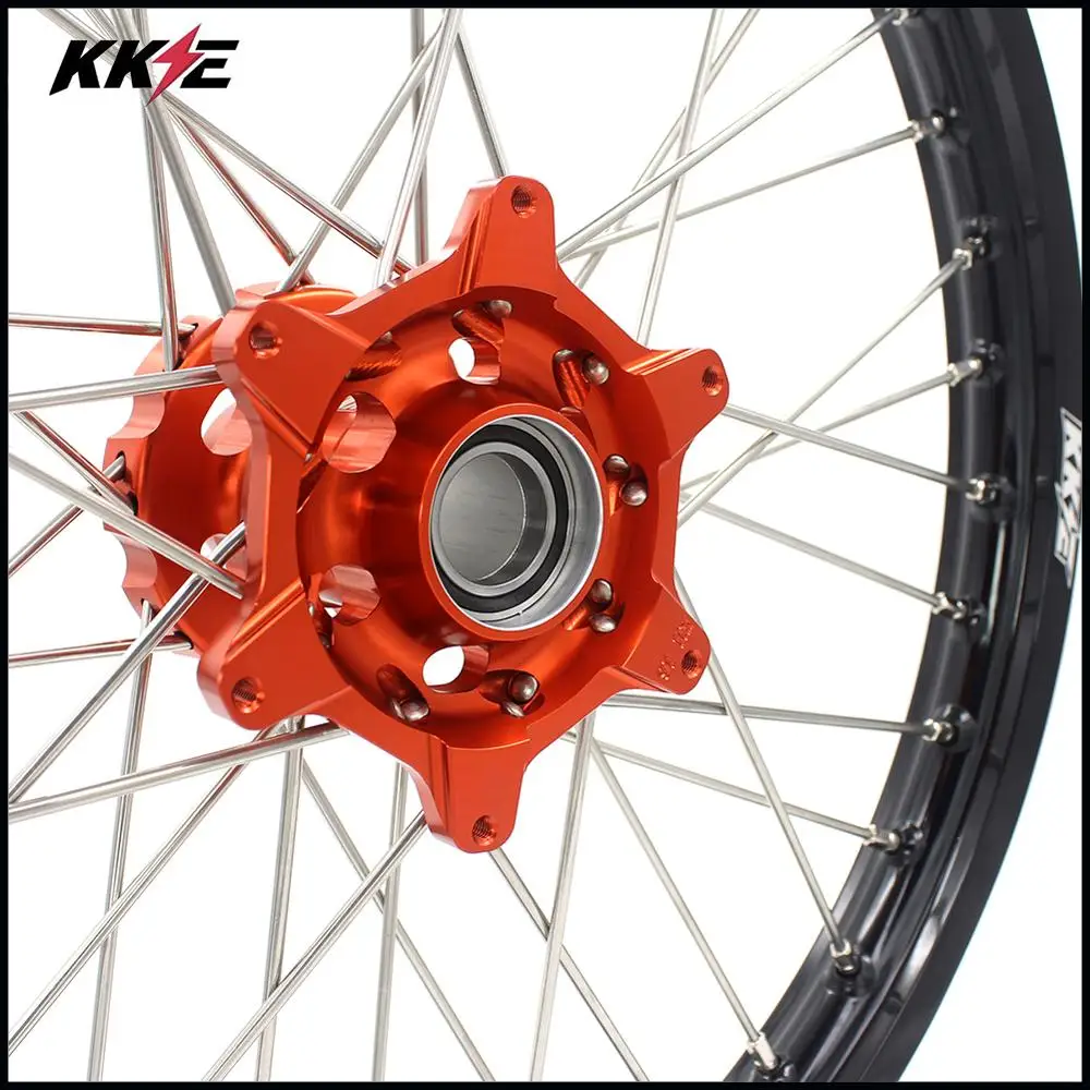 KKE 1,6*21 со спицами переднего колеса обода для KTM SX SX-F XC XC-W EXC EXC-F EXC-W 125-530 2003- оранжевый концентратор черная оправа