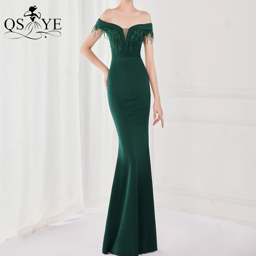 

Кружевное зеленое вечернее платье, элегантное зеленое шикарное платье с открытыми плечами и боковыми рукавами с бусинами на бретелях