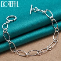 doteffil 925 sterling silver simple chain ot buckle bracelet chain for man woman charm wedding engagement party fashion jewelry