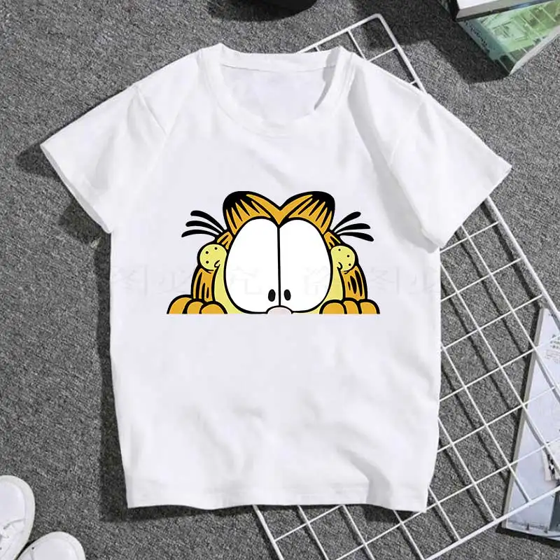 

Summer garfield cartoon children T-shirts Cat Print kids Short Sleeve For Girls Tops Casual boys clothes girls clothes cool top