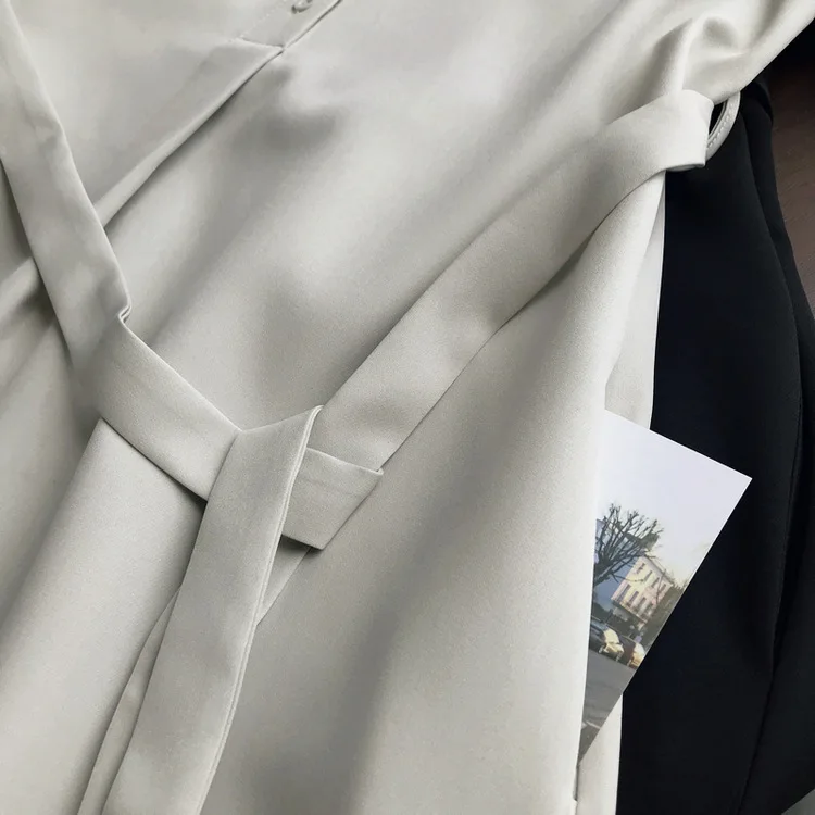 

New Arrival Spring Turn Down Collar Long Sleeve Think Chiffon Shirt Style Elegant Women Casual Dress Vestidos