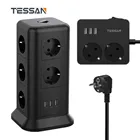 Электрическая розетка TESSAN, удлинитель с европейской вилкой, 11 розеток, 3 USB-порта, 2 м6,5 футов, для дома и офиса