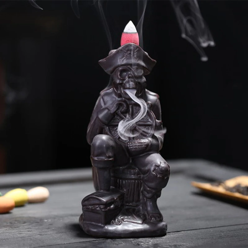 Ароматный водопад череп пират керамическая Мебель для комнаты украшение