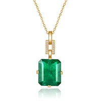 solid 14k gold 45cm necklace emerald pierscionki bizuteria wedding pendant women emerald gemstone pendant pierscionki jewellry