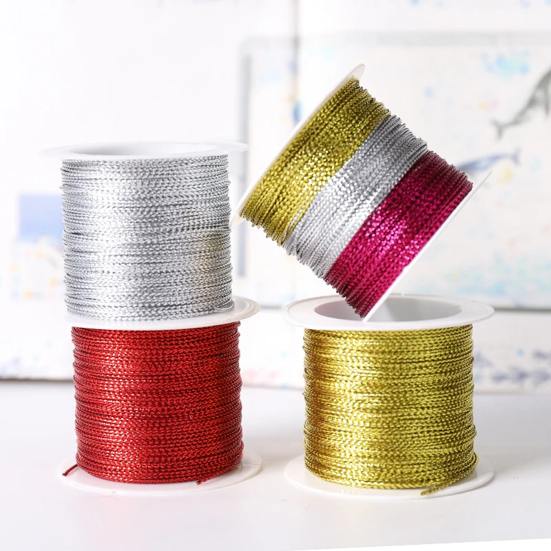 

20M 1mm Gold Silver Red Tag Cord Thread Gift Wrapping String Strap Ribbon Rope Line For Wedding DIY Garment Bracelet Making DIY