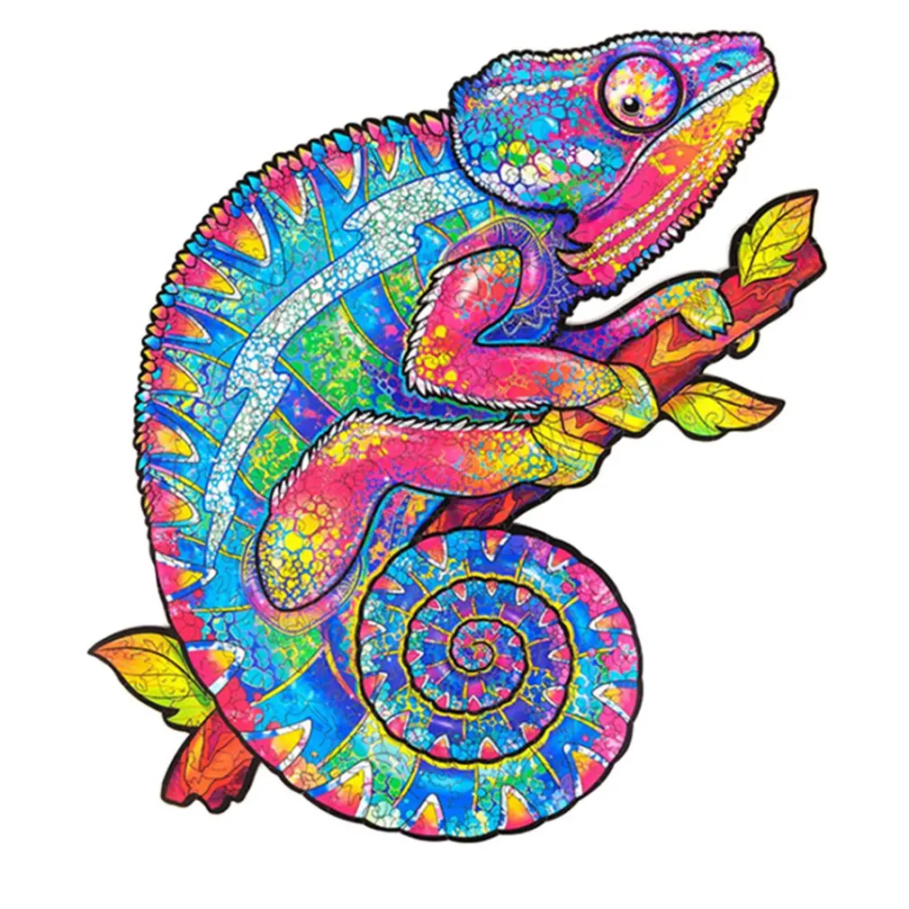 

lizard Wooden Puzzle For Adults Children DIY Wooden Puzzles Each Piece Is Animal Shaped The best Christmas Gift Wooden Jigsaw