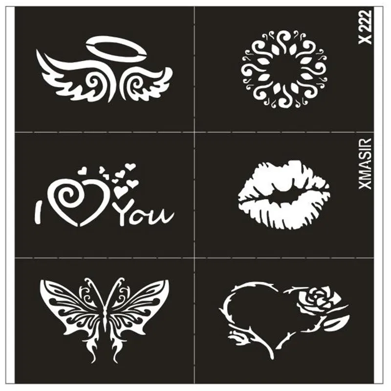 22 лист дети блеск тату трафарет для боди-арт Для женщин хна виниловых фонов