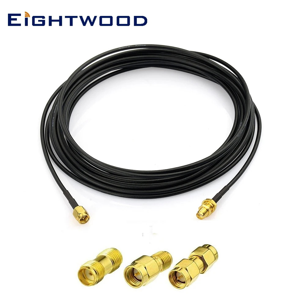 

Eightwood RF Coax SMA Male to SMA Female Bulkhead RG174 5m Cable + 3pcs RF Coax SMA Adapter Kit for 3G 4G LTE Antenna ADS-B,GPS