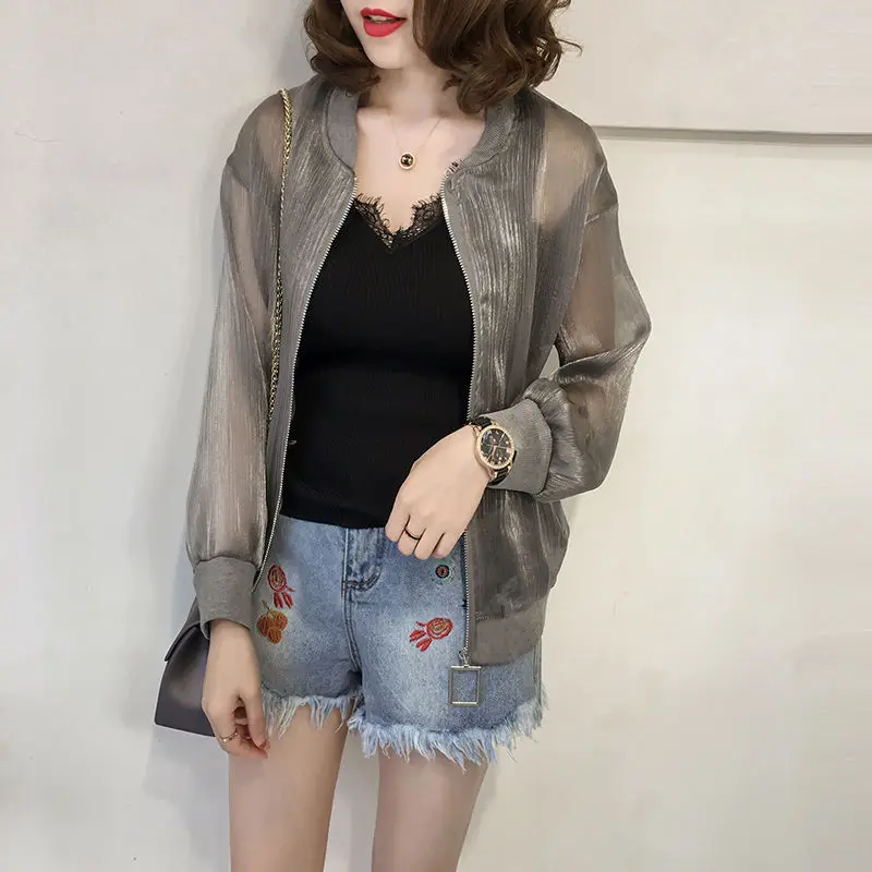 

Women 2020 Summer Plus Size 5XL Jacket Female Sun Protection Coats Long Sleeve Bomber Short Jackets Casual Loose Outerwear G214